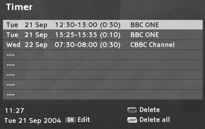 NOTE: Detailed information on the subject "timer can be found in the next paragraph. 3 Close the EPG by pressing the EXIT button.