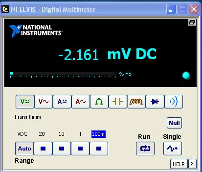 Click on menu Digital Multimeter you will see a pop up window with the message For maximum accuracy, use the DMM nulling feature Click OK you will see the following screen (right) 10.