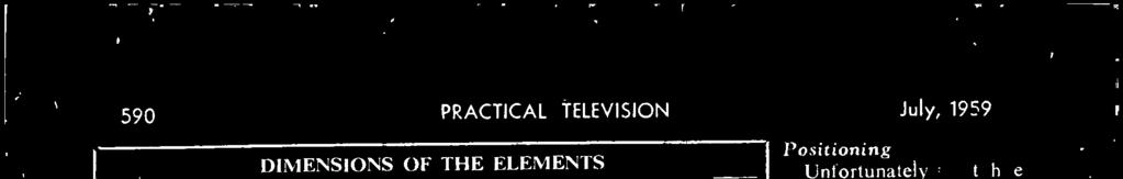 590 PRACTICAL TELEVISION July, 1959 Channel DIMENSIONS OF THE ELEMENTS Active Directors elements Spacing 1 h 1 2 3 4 5 a b-d ft. in.