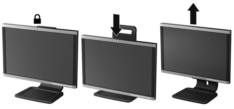 NOTE: When the monitor is unfolded for the first time, the display head is locked from adjusting to a full-height position.