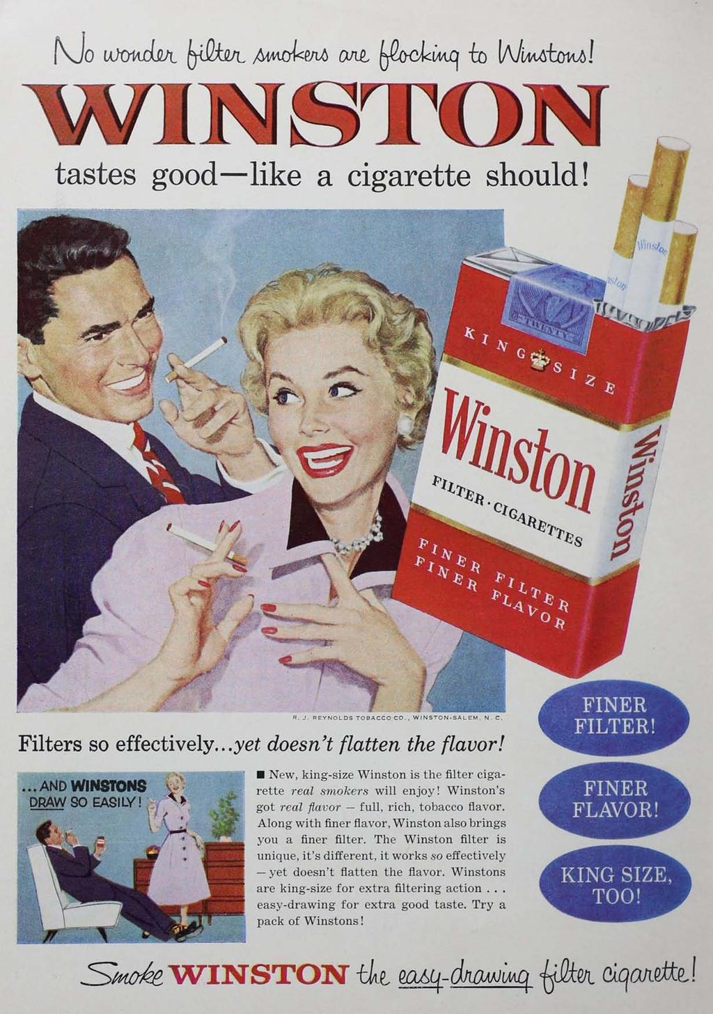 tastes good -like a cigarette should! Filters so effectively... yet doesn't flatten the flavor!... ANDWlN8IOH8 DRAW 90 (;AgILY!