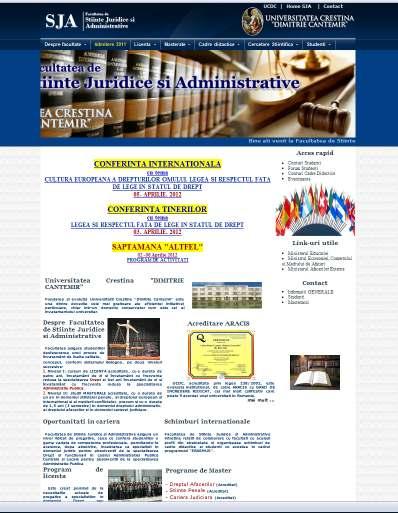 La adresa http://ucdc.ro/sja, (fig.46) poate fi vizualizată pagina facultăţii de Ştiinţe Juridice şi Administrative.