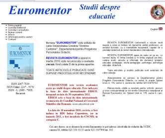 La adresa http://euromentor.ucdc.ro, (fig. 56) poate fi vizualizată pagina revistei Euromentor.