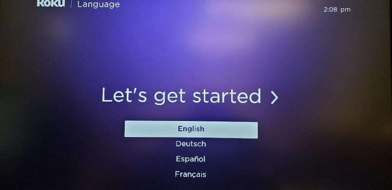 5. \Once the device is turned on you will see a Let s get started screen. On this screen it will ask for you to select your language.