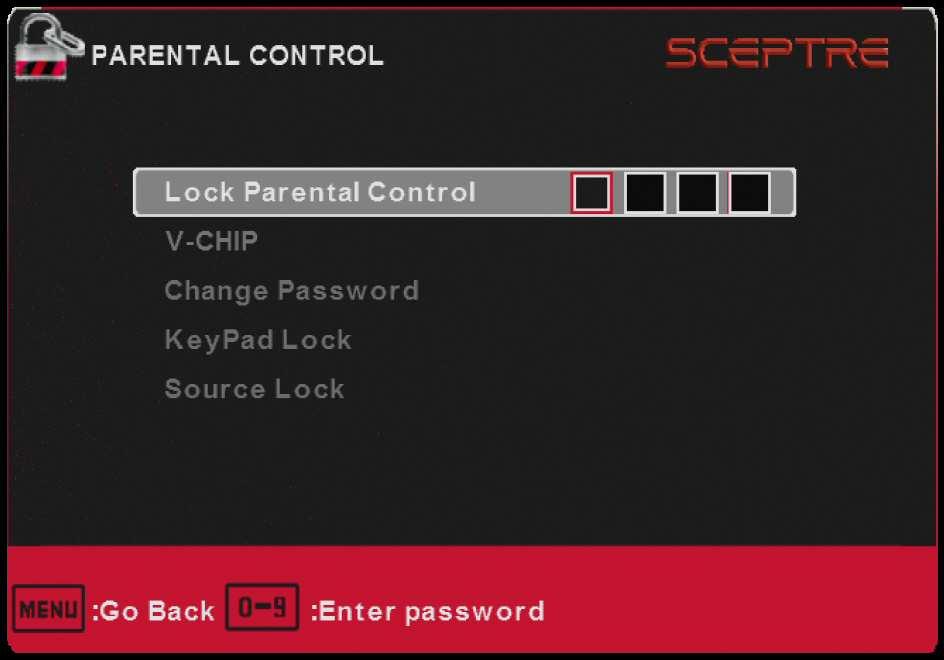 PARENTAL (OPTIONAL) This option allows users to filter TV programs and movies while using the TV tuner. To use this option you will need to enter in the password first. 1. 2. 3.