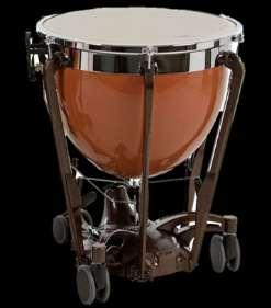 Timpani are made of a large copper bowl with a drumhead made of