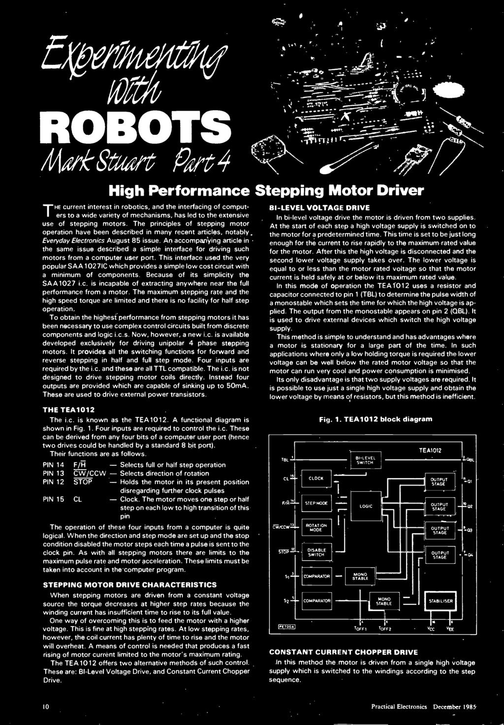 An accompanying article in the same issue described a simple interface for driving such motors from a computer user port.
