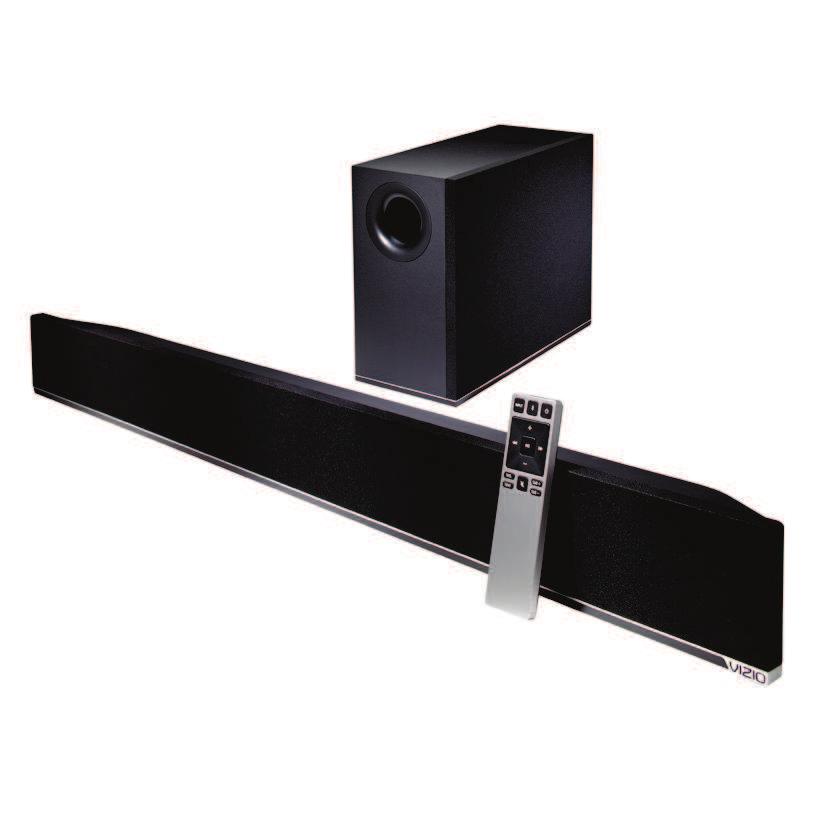 VIZIO RECOMMENDS BIG AUDIO SMALL PACKAGE 38 2.1 HOME THEATER SOUND BAR WITH WIRELESS SUB Upgrade to premium audio with VIZIO s 38 2.1 Home Theater Sound Bar with Wireless Subwoofer.