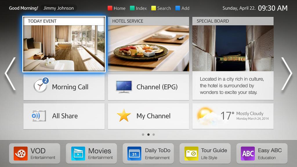 on a broad range of mobile devices. Smart View TV-to-mobile interaction includes Live Channel Mirroring for all channels using a Samsung GALAXY device and free-to-air channels (only) using an iphone.