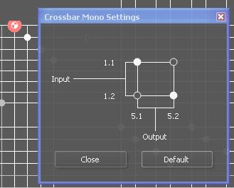 Setting Audio Mono Cross Points To keep the GUI simplified the default operation of the AES crossbars are AES in nature, meaning selecting a cross point with the mouse