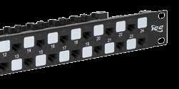 3dB headroom at 500 MHz Panel comes with 24 CAT 6A UTP HD style black modular connectors Fits standard 19 EIA