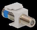 Connector, 50 Ohm ¹xx Denotes Housing Color = WH-White, IV-Ivory, BK-Black IC107B9FIV IC107BGCWH IC107FQGWH IC107BNCIV BNC Video Modular Compression Connector HD Style Front