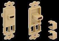 Work Area Outlets - Audio and Video Inserts HDMI Décorex Inserts with 2 Open High Density Ports Female to female gold plated coupler Package includes 2 blank modular inserts Supports high-definition