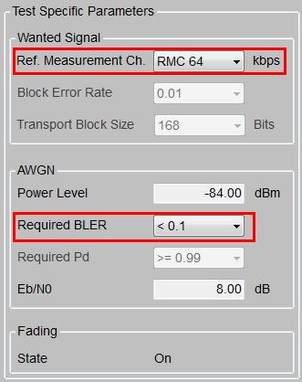 5. Measure the BLER at the base station. Demo Program Fig. 3-29 shows the parameters of the test. Select the wanted Ref Measurement Ch. and the Required BLER.