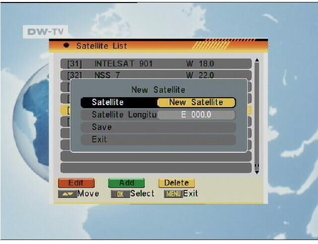 You can edit the satellite s name and its longitude. 2.