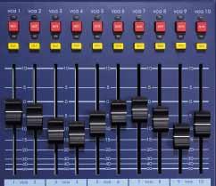 A VCA SOLO switch monitors the VCA master fader by creating a mix on the Solo busses comprising all those