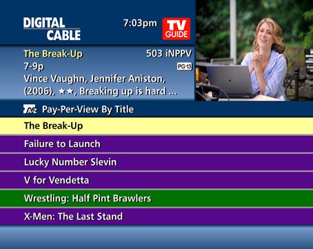 Digital Pay-Per-View (Optional Feature) i-guide makes ordering and watching Pay-Per-View (PPV) programs easy.