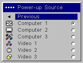 When Autosource is checked, Powerup Source determines which source the projector defaults to at power-up.