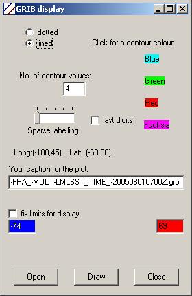 3 of 10 Now you click on a colour for the lines, a number of contour values to draw, how many times do you wish the labels ( sparse labelling ), and if you prefer the last digits as label.