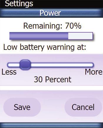 The battery indicator at the top left of the MX-880 screen will flash when your low battery warning level is reached.