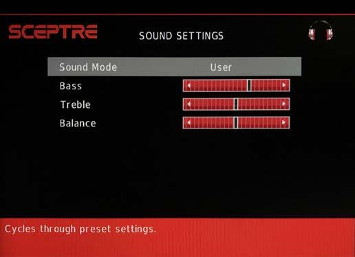 SOUND This option allows users to adjust the Display s sound functions. 1. Press MENU to open the OSD. 2.
