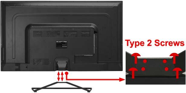 To remove the stand, remove the 4 screws indicated in the picture at Step 1 and the stand will come off. 4. To finalize your installation of the TV, please read the following A.
