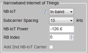 2) Adjacent CA spacing uses small offsets between carrier acc. Fig. 2-6. Bandwidth is the main single carrier setting. 0.2 MHz selects NB-IoT standalone mode.