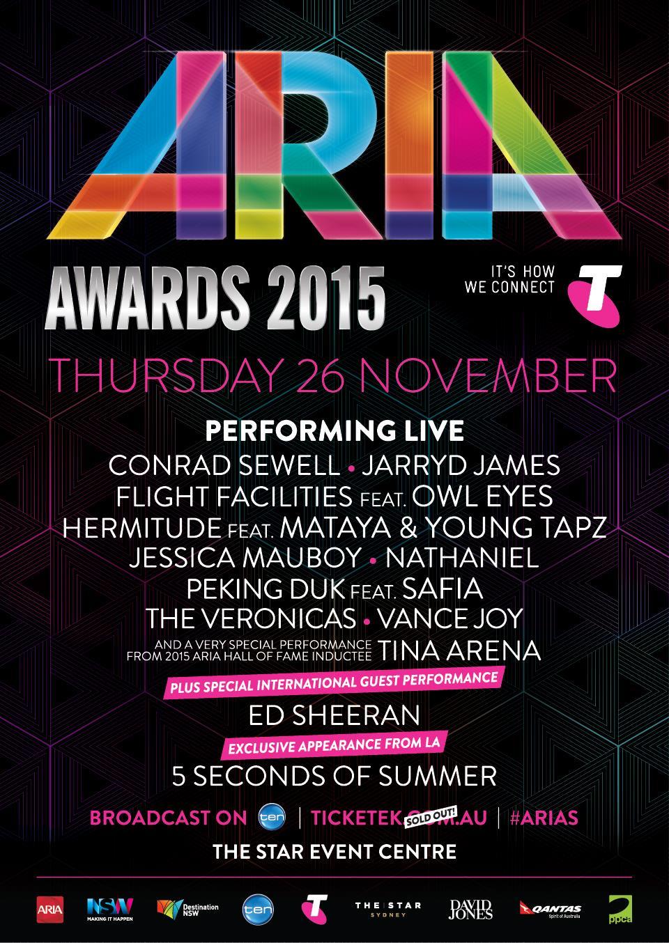 2015 ARIA Awards Connected By Telstra Thursday,