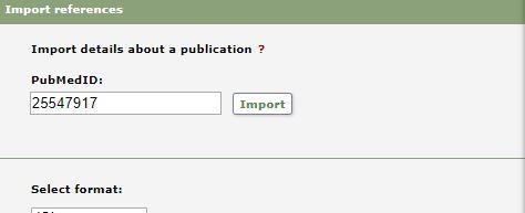 Umeå University Library 2017-11-02 Sid 3 (7) Alternatives for importing (click on a heading to go to the section) A. Import a single reference from PubMed B.