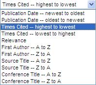 Sort the results by Times Cited to