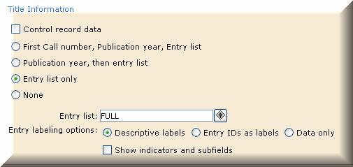 Catalog shelflist : This produces a list of your libraries items along with any other libraries that own copies of the same title Call number shelflist: This produces a list of your libraries items