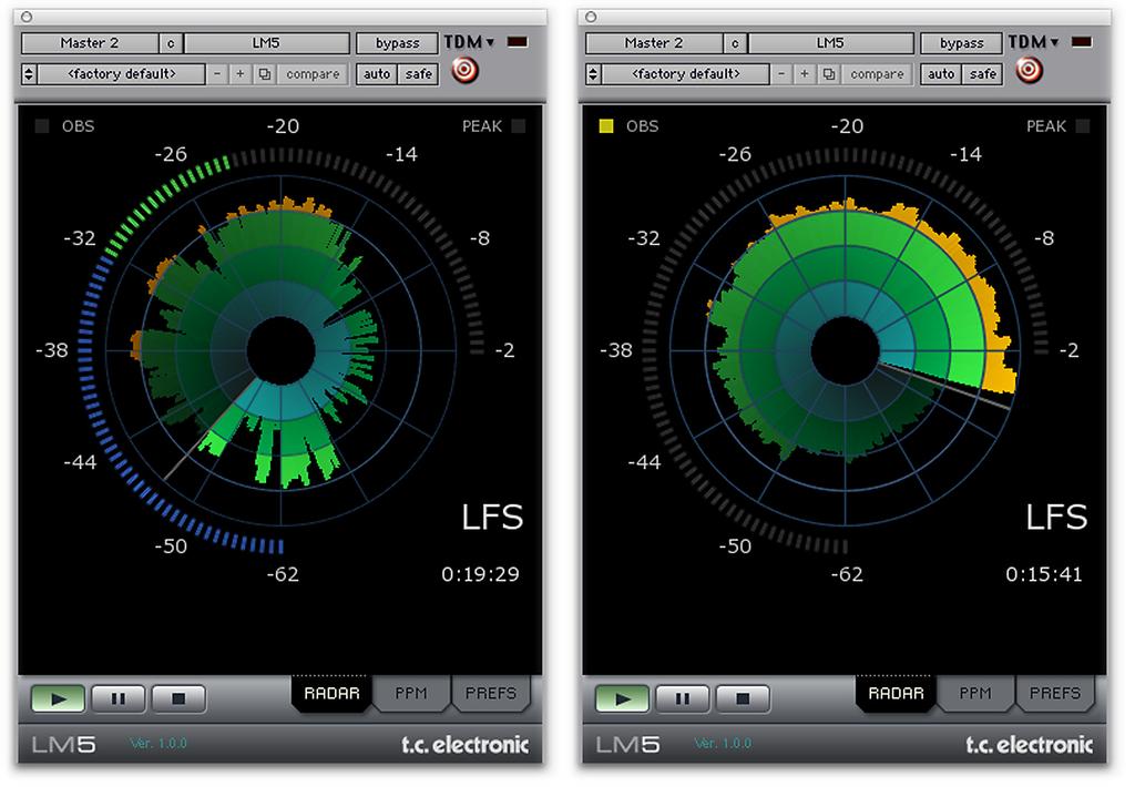 PRESETS The following presets have been loaded as factory defaults. Factory presets all use the LFS scale, Program time and 4 minutes per Radar Revolution.