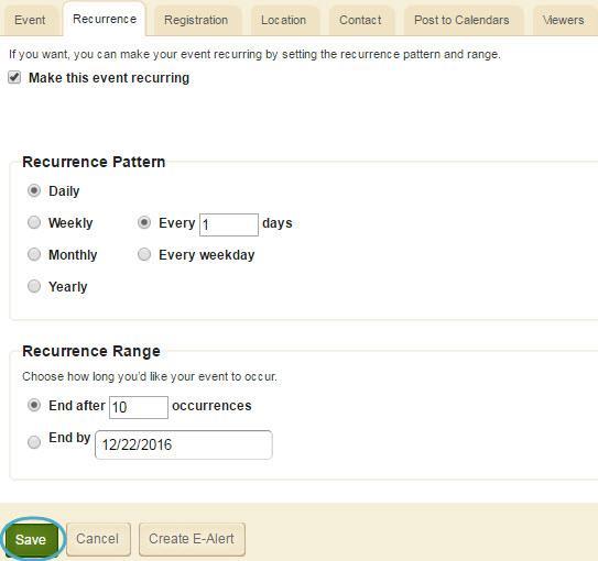 Recurring Events Blackboard Web Community Manager Add a Recurring Event Here s how you add a recurring event to your calendar. 1.