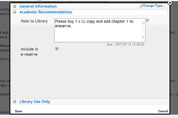 The system uses the ISBN to link to Library stock so if we already hold the item this will show when students click on the entry.