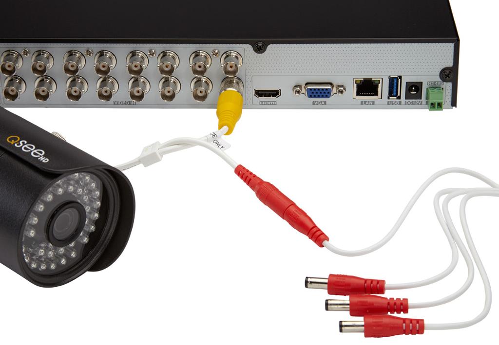 Connect the (DVR only) power cable into one