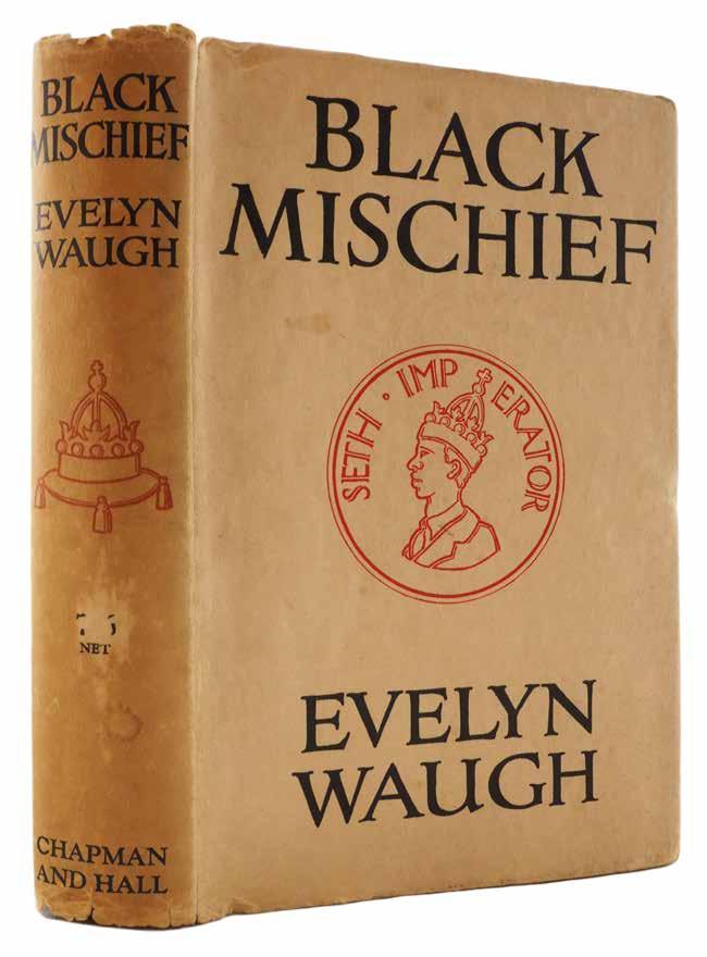 1. Waugh, Evelyn. Black Mischief. London: Chapman and Hall Ltd, 1932. first edition, 8vo, pp. 303, [1] + map frontispiece.