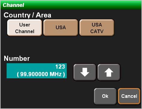 If the channel is chosen and [Ok] is pressed, the frequency is set according to the channel set by the user or the