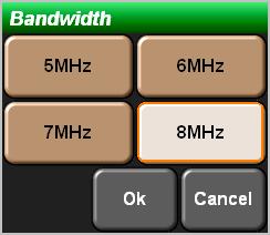 3 The bandwidth [Bandwidth] is set. The setting item is a little different by DVB-T and DVB-H. If the arrow mark is chosen, the following window is opened.