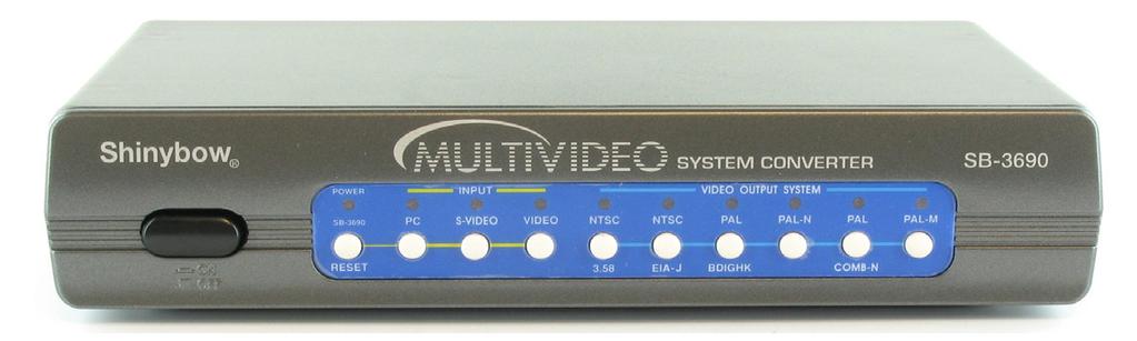TYPICAL HOOKUP AND OPERATION SB-3690 Front: Back: q w e q w e r 1. Power: ON/OFF 2. Select Input Sources: Video, S-Video, PC 3. Select Video Output System: NTSC (3.58) NTSC (EIA-J) PAL (B.D.I.G.H.K) PAL-N PAL-N (COMB-N) PAL-M 1.