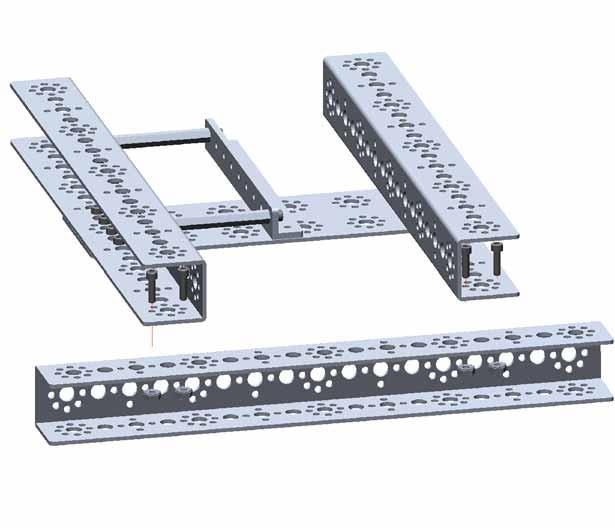 TETRIX Getting Started Guide Lesson 1: Basic Chassis Building Guide Lessons Step 3 2x 288 mm Channel 8x 1/2" SHCS 8x Kep Nut Tips Ensure that the