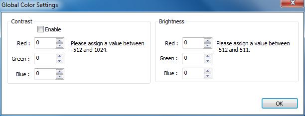 1. The color settings of Cursor for Color adjustment Press left click of mouse with green hook for Show Cursor and right click of mouse on the Color to change the cursor color via Red/Green/Blue