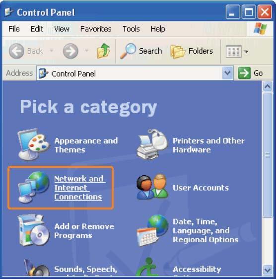 Control Panel. Click on Network and Internet Connections.