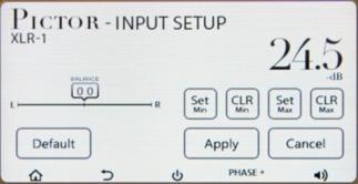 Input setup When you press the multifunction button labeled Setup on the input screen, this screen will appear.