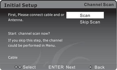 Note: Channel scan is not necessary if you are using a satellite or cable box. Understanding the basics 4 Press or to select the language you want, then press ENTER. The Tuner screen opens.