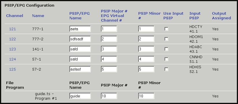 4 Settings EPG and PSIP generation is enabled here, Figure 8-11, and display properties of the PSIP/EPG may be defi ned here. See Table 8.4d for guidance on control operation.