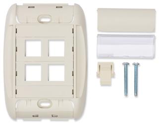 The MDVO pre-configured MediaFlex Faceplate Kits include a plate, flush MDVO-style inserts, filler inserts, MDVO blank, labeling window covers, labeling paper and all necessary mounting screws.