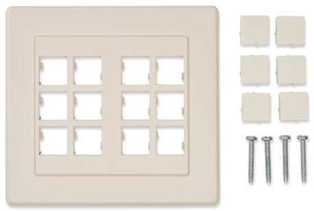 The Interface Plates are available in Single-gang and can accept up to 6 modules. They also have labeling capabilities using built-in labeling windows.