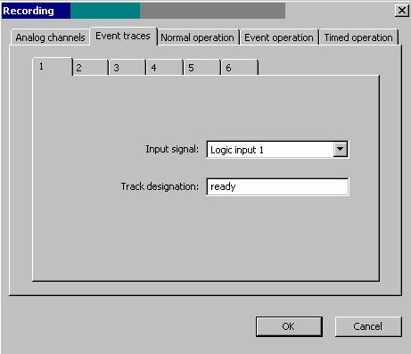 Recording Signal binary input 1 (ready for operation) assign event trace Binary input 1 is