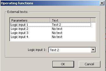 External Texts Take-over of a text as result of the binary signal If binary input 1