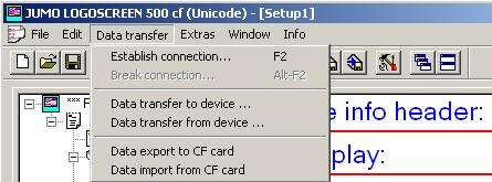Data transfer to the device Transfer via interface alternatively In our example new data